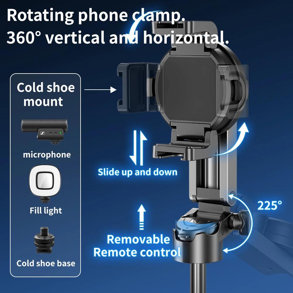 3 In 1 Tripod Selfie Sticks for Smart Phone Magnetic Hand Grip Mini Handle Bracket Stand for Vlog Live Broadcast Self-timer