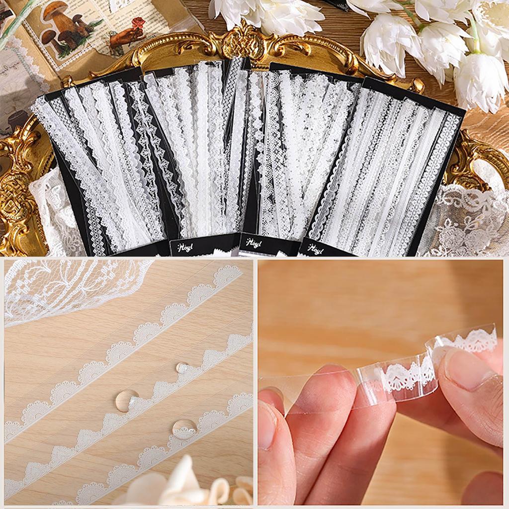 Orirya Stickers Stylish Lace Pattern Transparent Waterproof PET Perfect for and DIY Cute Masking Sticky Sticker and Wrapping 40 120 Sheets - -