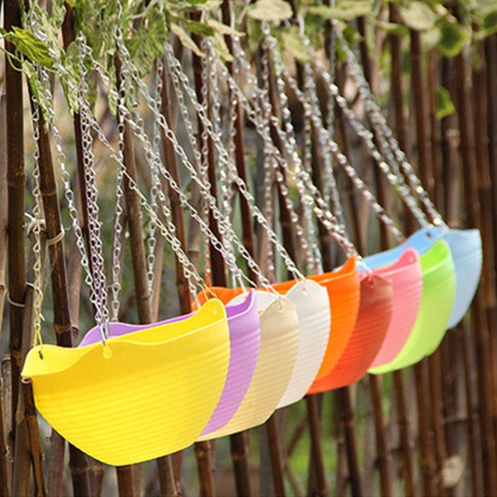 Durable Self-absorbing Hanging Basket Plastic Colorful Flower Pot Hanging Flower Pot Garden Decoration
