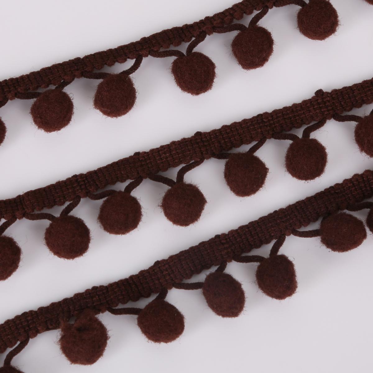 

5 ярдов, шар с помпоном, 10 мм, мини-жемчужный помпон, бахрома, лента для шитья, кружевная ткань, ручная работа, аксессуары для рукоделия «сделай сам» глубокий/коричневый