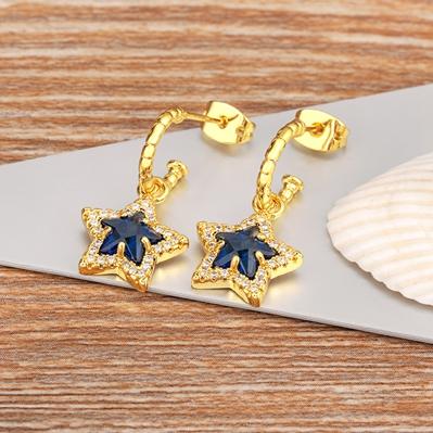 

Nidin Korean New Simple Cubic Zircon Lucky Star Dangle Earrings for Women Elegant 4 Colors Shiny Crystal Jewelry Engagement Gift темно-синий
