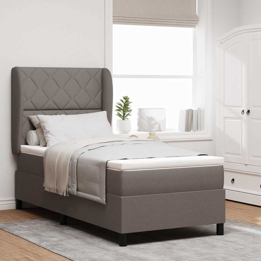Box Spring Bed with Headboard Taupe 90 x 200 cm Fabric