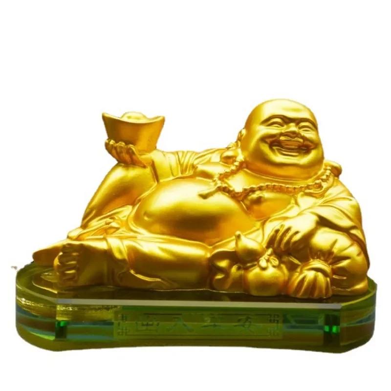 Car Decoration Perfume Seat Maitreya Buddha Statue Desktop Ornaments Exquisite Resin Crafts Home Fengshui Decor Accessories