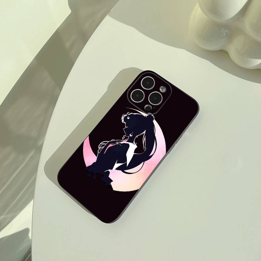 S-Sailor- Moon Phone Case For iPhone 17,16,15,14,13,12,11 Pro Max,16/15/14Plus,XS Soft Black Cover