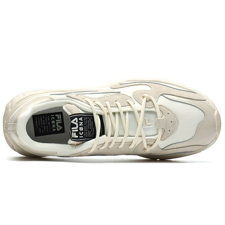 Fila Two-Layer Suede Two-Layer Cowhide Fabric Casual Versatile Low-Top Dad Shoes Men Sneakers Snow-White F12M144159FVI