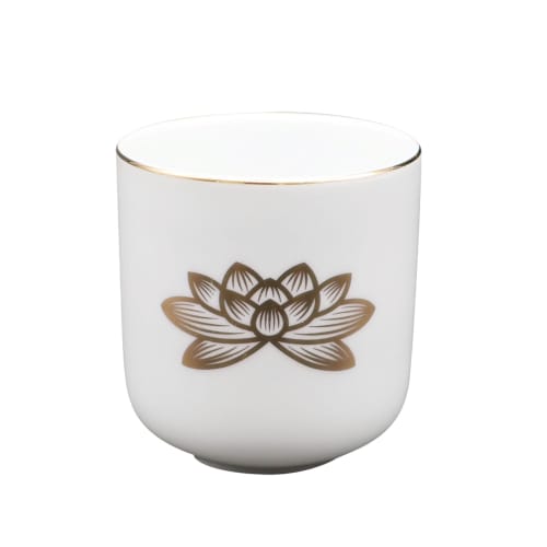 Maruesu Buddhist Altar Supplies: White Gold Lotus Teacup, 2.0 Inches, 10T065-2, White