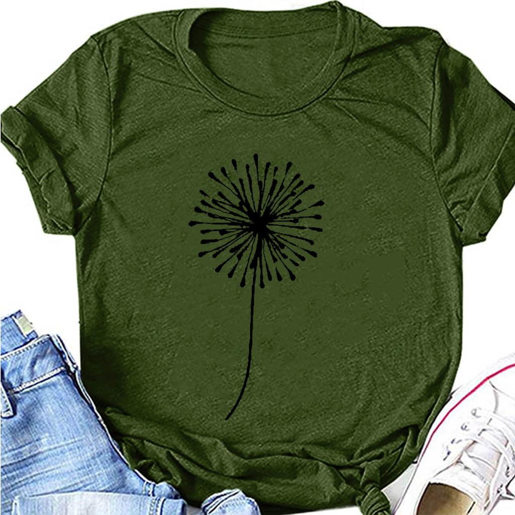Women Casual Printing Short Sleeves  Loose T-Shirt Blouse Tops