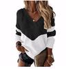 Pullovers Women Sweaters Long-sleeved Autumn Winters V Collar Loose Color Matching Sweaters Women Fashion OLN6057
