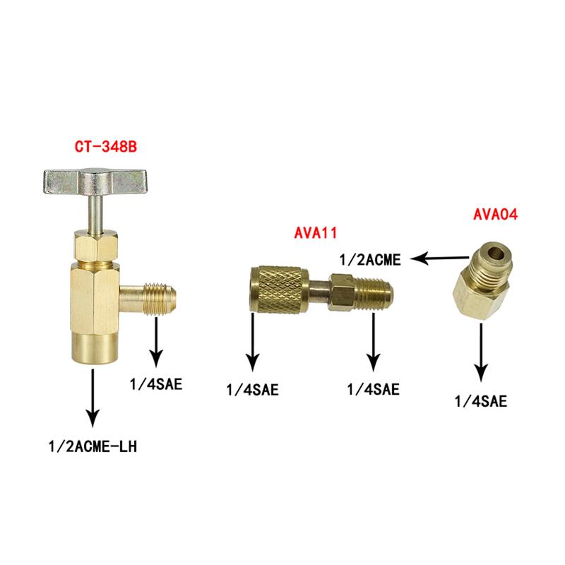 1x Self-Sealing for r1234yf CAN 2x Adapters Car AC Self-Sealing A/C Can Tap Tapper Adapter Dispensing Valve ADAPTERS