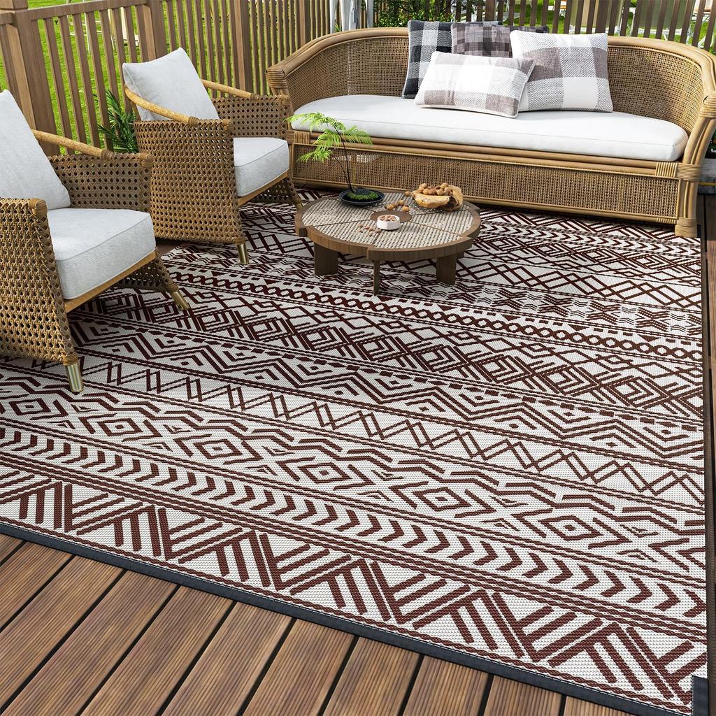 Outdoor Rug Carpet Waterproof 5x8 Outdoor Patio Rug Mat Reverisble Plastic Straw Outdoor Rug