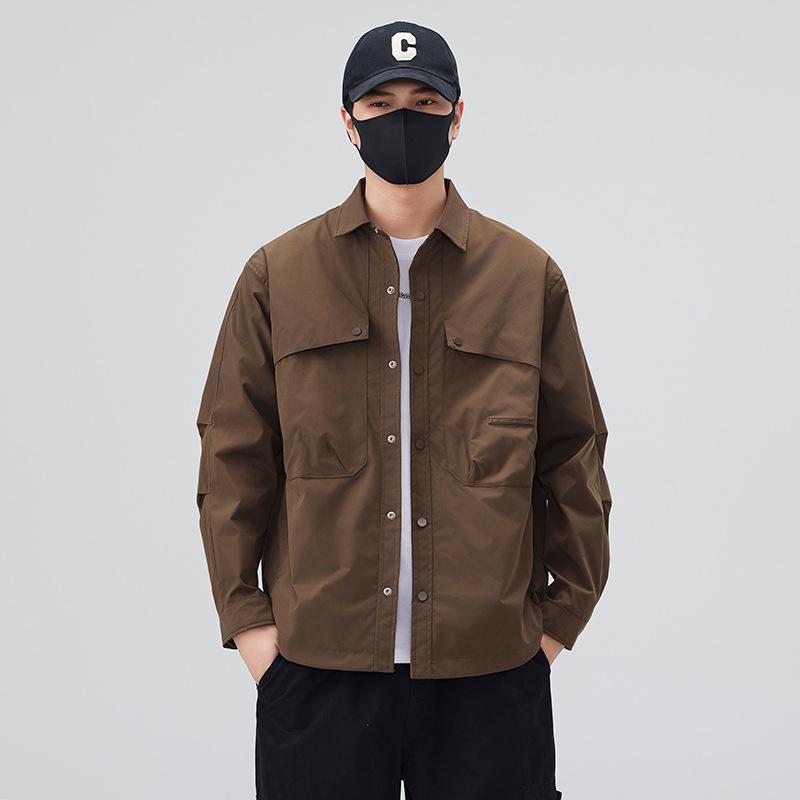 

Новая американская оливковая куртка мужская ретро рубашка с лацканами модная с большими карманами свободное и удобное пальто 3XL (recommended weight 155-87.5 kg) оливковый