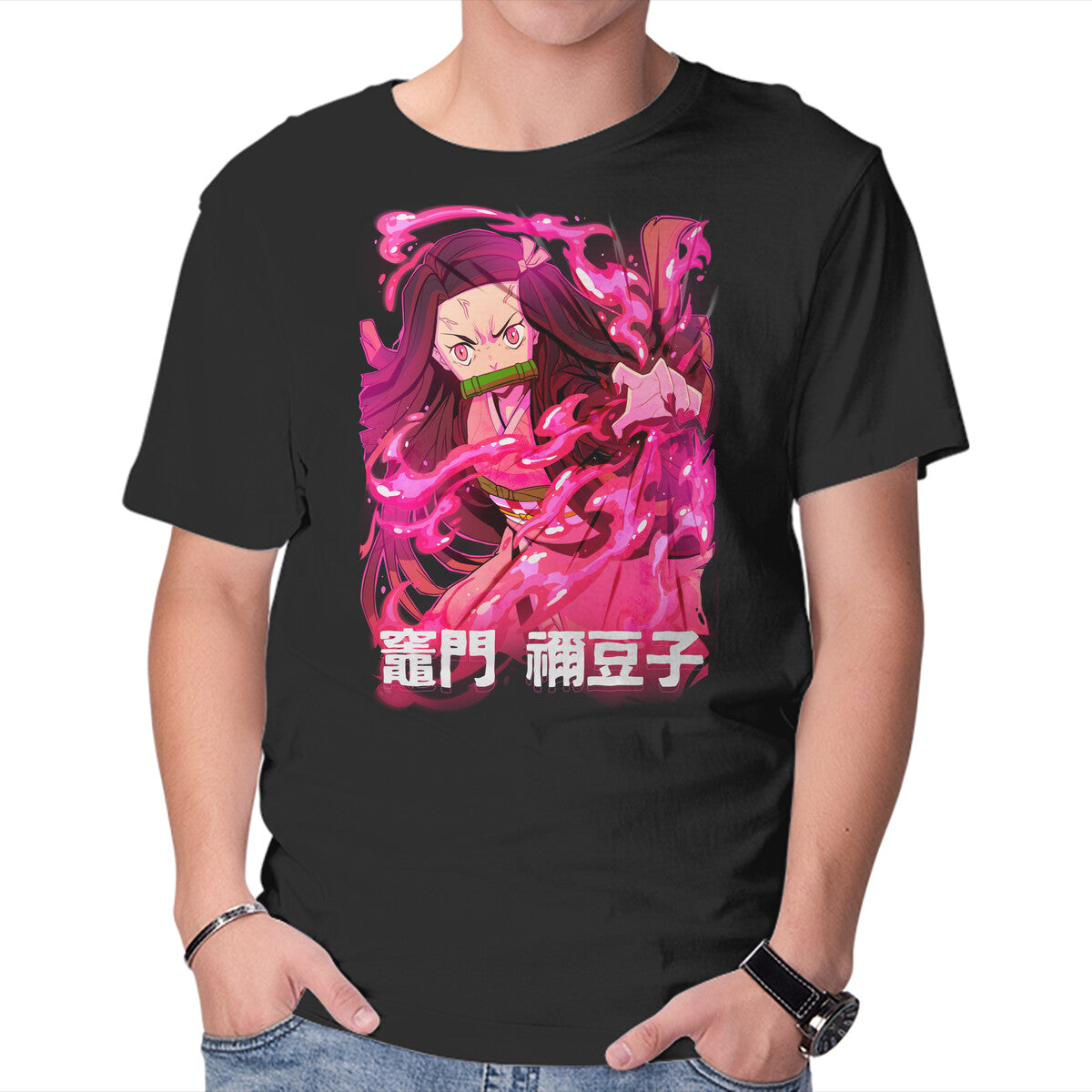 Unisex Crew Neck T-Shirt Nezuko Slayer Graphic Short Sleeve Casual Tee M
