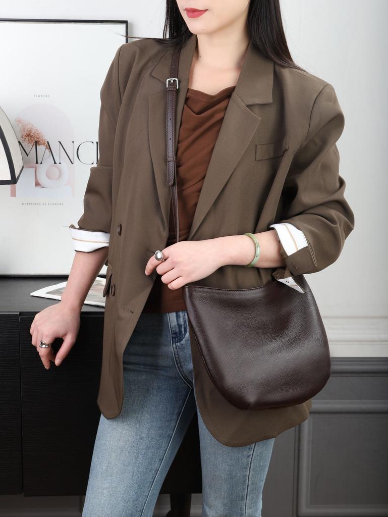 Genuine Grade Leather Women's Shoulder Crossbody Bags Luxury Designer Ladies Bucket Bag for Woman Large Capacity Bag Purse 2026