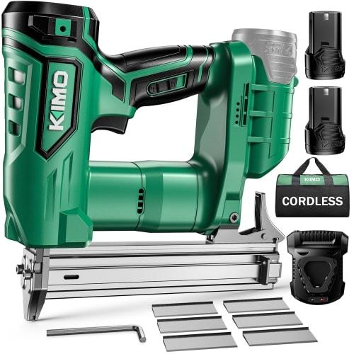KIMO Electric Tacker, Powerful Rechargeable Nail Gun, Pin Tacker, 2.0Ah Batteries x 2, Single Shot/Continuous Shot Switchable, Safety Lock to Prevent