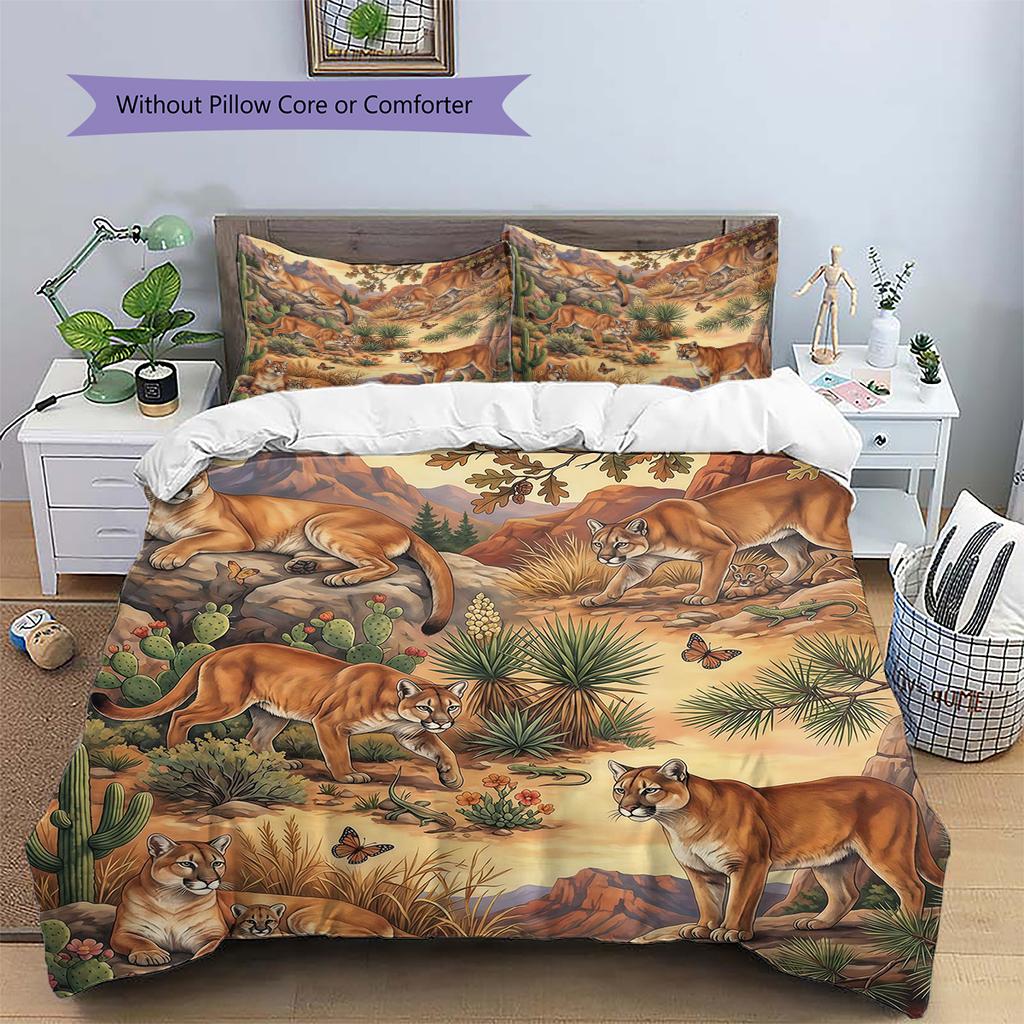 Retro Ölgemälde Tiere Muster Bettwäsche, Steppbett Set Bettbezug Kissenbezug Zuhause Geburtstagsgeschenk (1 Bettbezug + 2 Kissenbezüge, ohne Füllung)