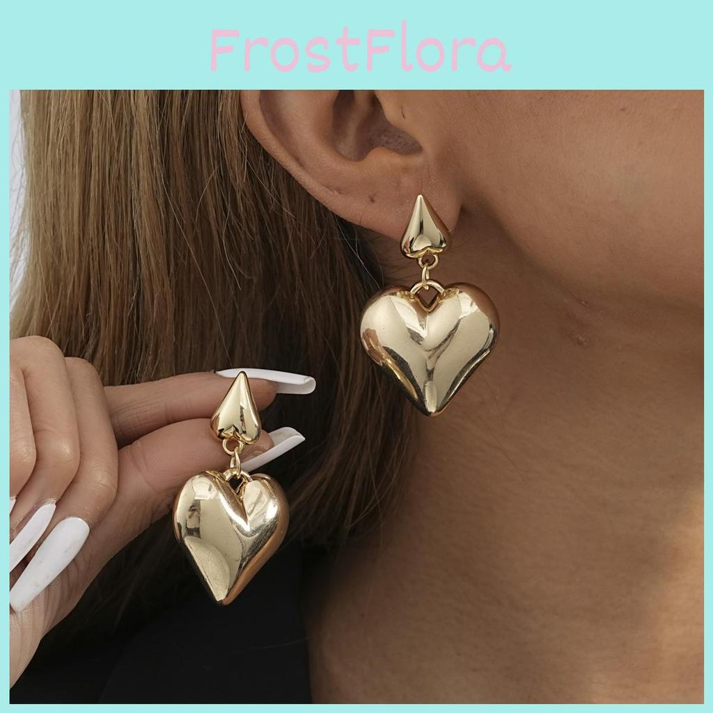 2023 Gold Trendy Heart Earrings Stylish Zinc Alloy Womens Fashion Winter