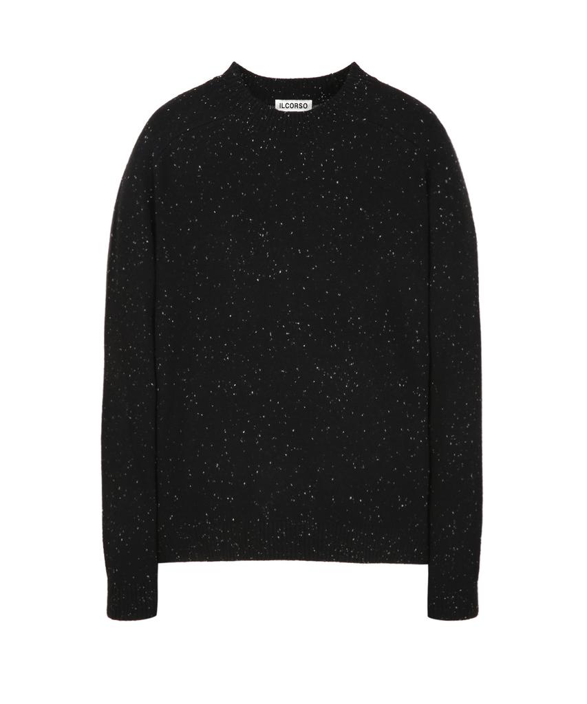 IL CORSO Merino Wool Neff Round Neck Knit Black