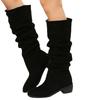 New large size pleated boots women's large size tall Martin boots European and American suede thick heel pile