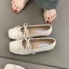 Non-slip Heightening Square Head Blue Bow Light Mouth Single Shoes Women's 2025 New Spring and Summer French Ballet Mary Jane