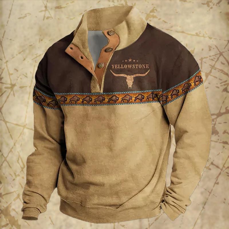 Vintage Men's Hoodies Autumn Long Sleeved Street Button Pullover Oversized Clothing for Men Sweatshirt Fashion Casual Hoodie