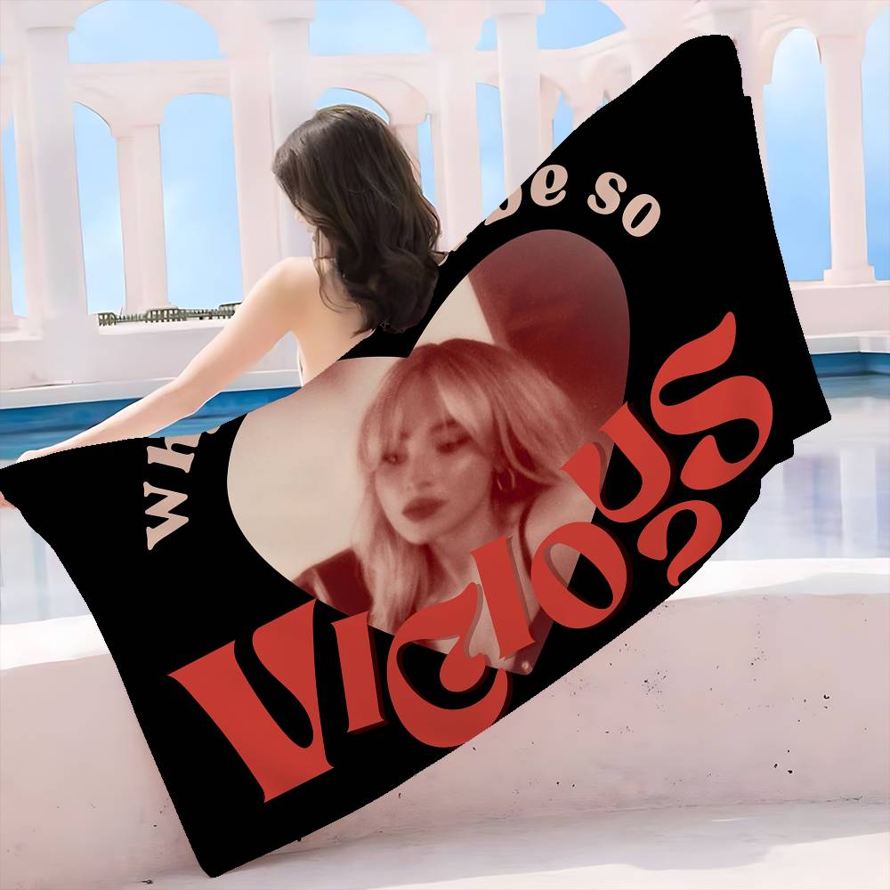 Singer S-Sabrina C-Carpenter Anime Beach Swimming Towel Soft Absorbent Washcloth Children's Gifts for Kids Travel Camping Gym
