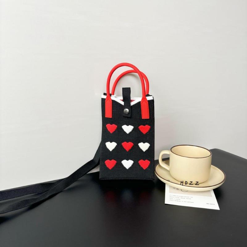 New Love Mobile Phone Bag High-end Knitted Bag Popular Cartoon Cute Portable Storage Messenger Bag
