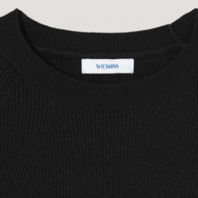  She S miSS  Raglan Sleeve Ribbed Knit SSkpop12530 Bk