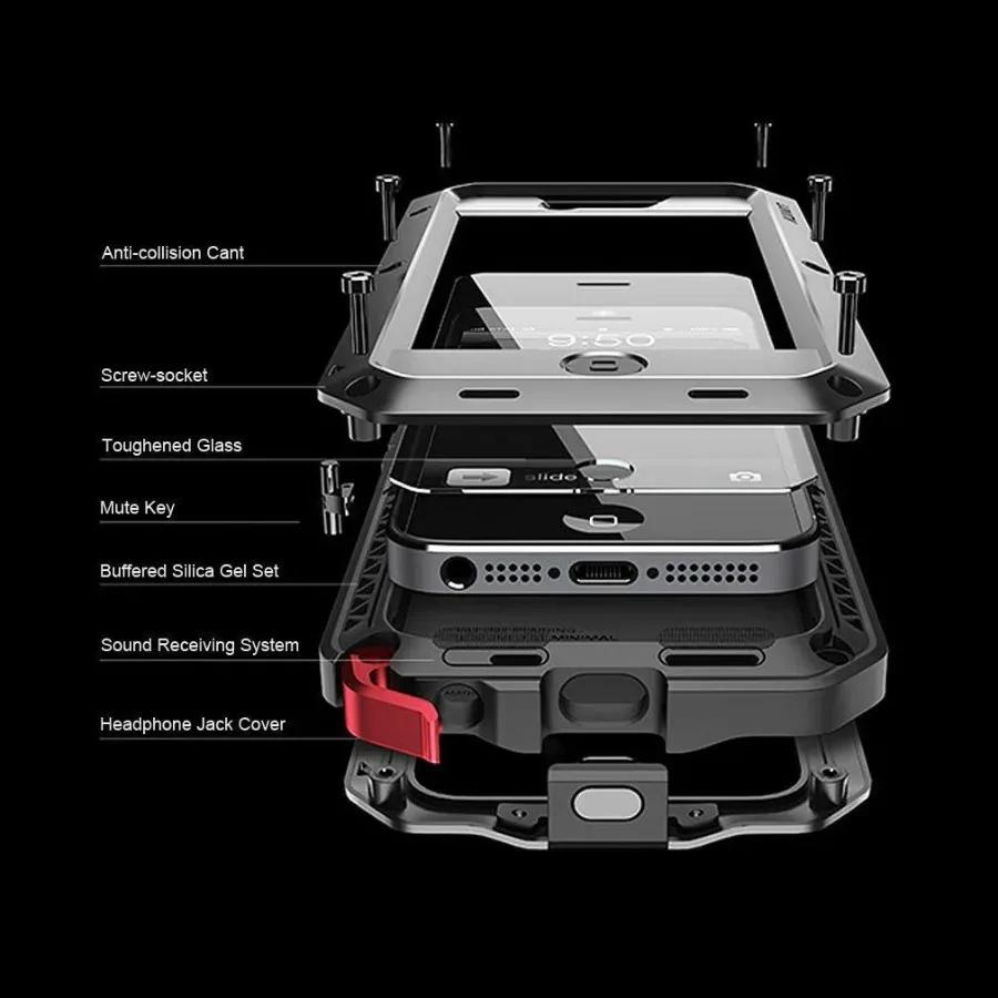 Shockproof Doom Aluminum Cover Tank Metal Case for IPhone 17 Air 16e 17e 16 15 14 Plus 13 12 11 Pro XS Max XR 8 7 Glass Screen