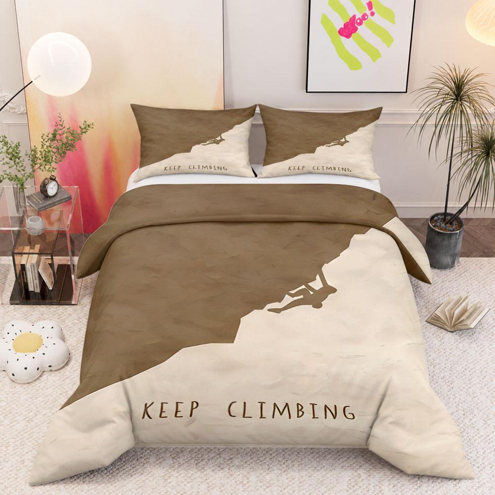 Artistic Keep Climbing Minimalist Art Yellow Duvet Cover Set, Fluffy Duvet Cover for Cozy Nights, Snug Bedding Set for All Seasons