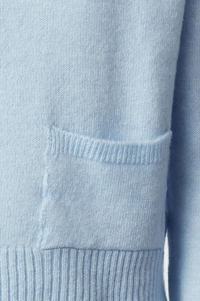 Women's Fashionable Stylish Sweater Blue Pocket Detailed Soft Textured Knitwear Sweater