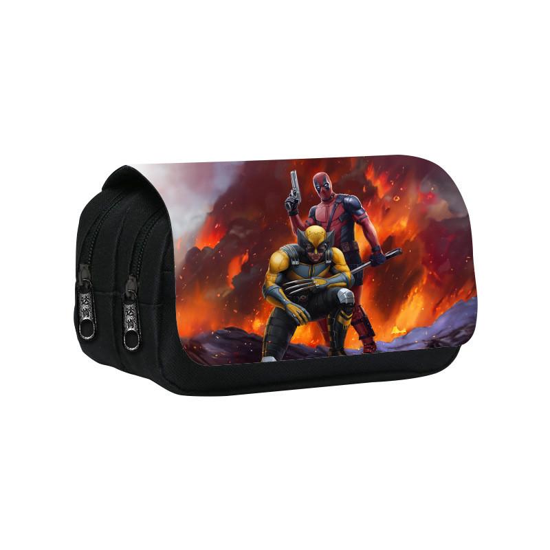 Estuche Doble Capa Marvel Deadpool Con Material de Poliéster Para Estudiantes y Adolescentes