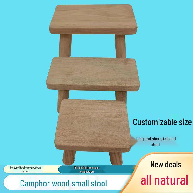Custom Solid Camphor Wood Footstool for Living Room or Office.