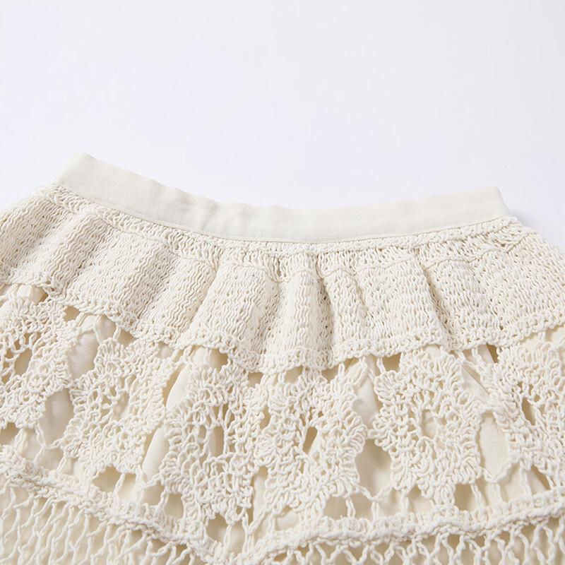Bohemian Crochet Knit High-Waist Long Skirt