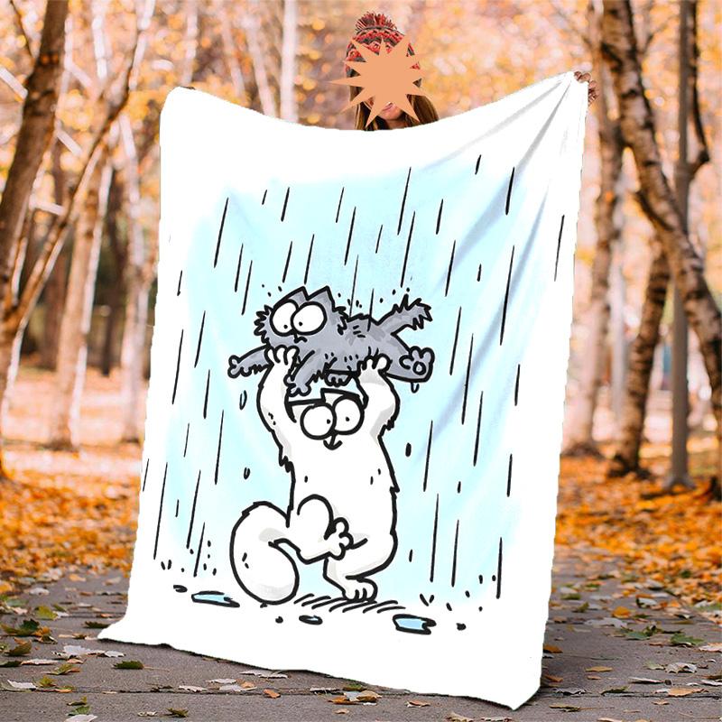 Simon's Cat Flanelldecke Weich Warm Ganzjahresdecke, Design für Camping, Autoreisen, Wandern Sofa, Bett, Büro Perfektes Geschenk für Partys