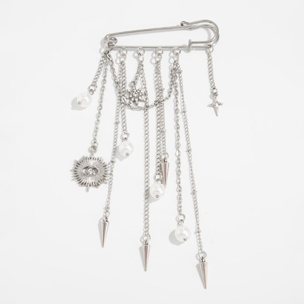 Broche Amovible à Chaîne Perles Boucle de Ceinture Élégante Broche Décorative à Franges pour Pantalon Bijoux Femme