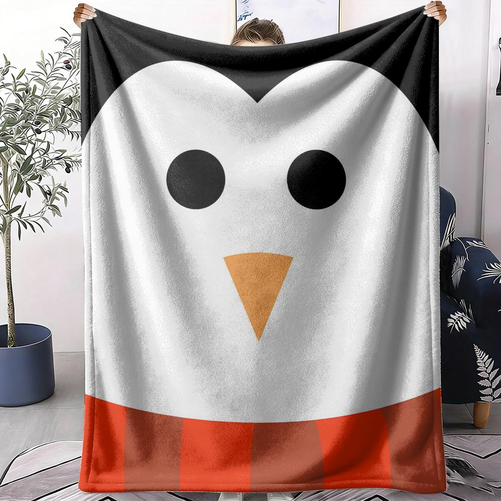 Animals Penguin Throw Soft Flannel Throw Summer AC Blanket Lightweight Cool Nap Blanket for Sofa Bed Couch Travel 75X95CM