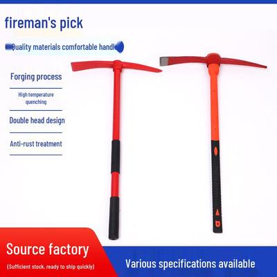 Dual-Use Fire and Demolition Pick with Pointed and Flat Heads, Integrated Rail Steel Construction