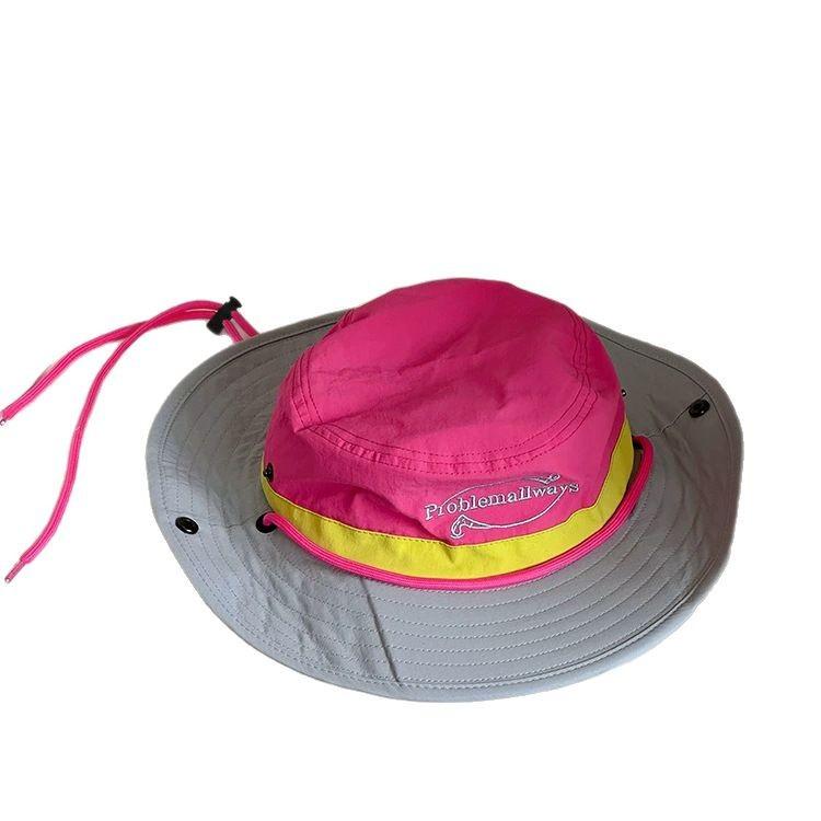 Color matching parent-child bucket hat summer thin big brim sun hat boys and girls baby outdoor camping sun protection hat