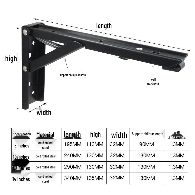 Stainless Steel Folding Triangle Wall Shelf Bracket