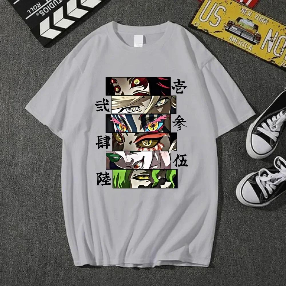 Dam T-shirt 2023 Het Anime Demon Slayer Övre Månar T-shirt Anime Harajuku Casual Kortärmad Herrtoppar Dam T-shirts