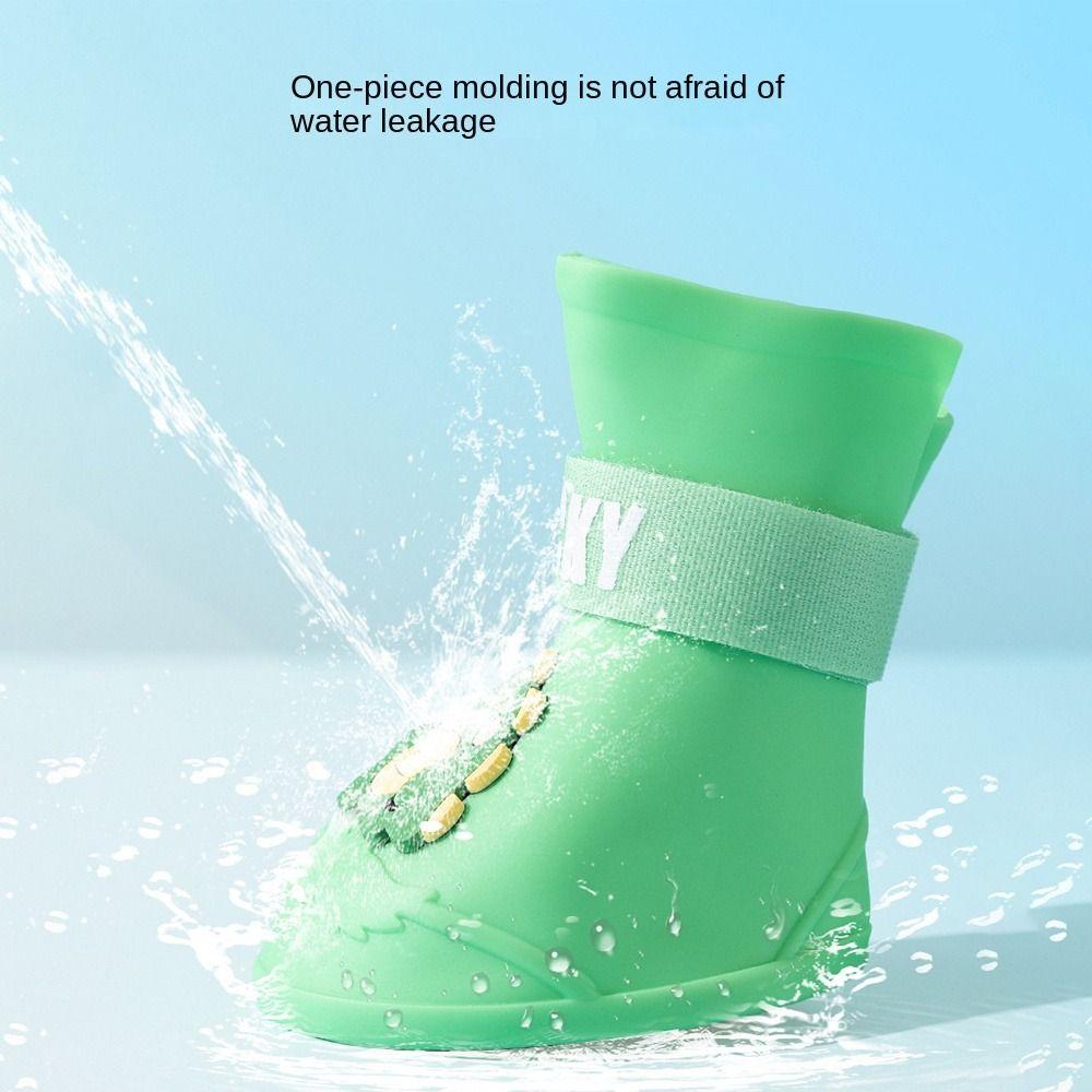 4Pcs Pet WaterProof Rainshoe Anti-slip Silicone Boot Cats Foot Cover Outdoor Footwear Socks Dog Ankle Boots Pet Accessories