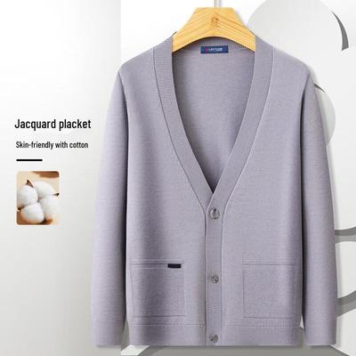 MONTAGUT Herren Frühling Einfarbig V-Ausschnitt Knöpfe Strick Cardigan