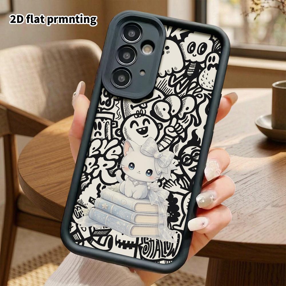 Phone Case: 2D Flat Samsung Galaxy A34 A35 M05 M06 S20 S22 S21 FE Plus 5G Protective Case, Long-Haired Kitten, Christmas and Halloween Gift