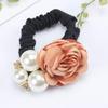 Fashion Women Hair Decoration Gifts Tissu Rose Fleur Cheveux Perles Hairband Queue De Cheval Titulaire Corde Anneau Accessoires