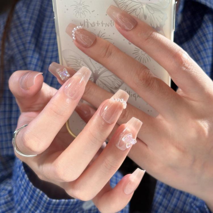 2025 Reiche Tochter Blaues Blinken Katzenauge Ins Internet Berühmtheit Explosion Abnehmbar Tragbarer Nagel Nagel