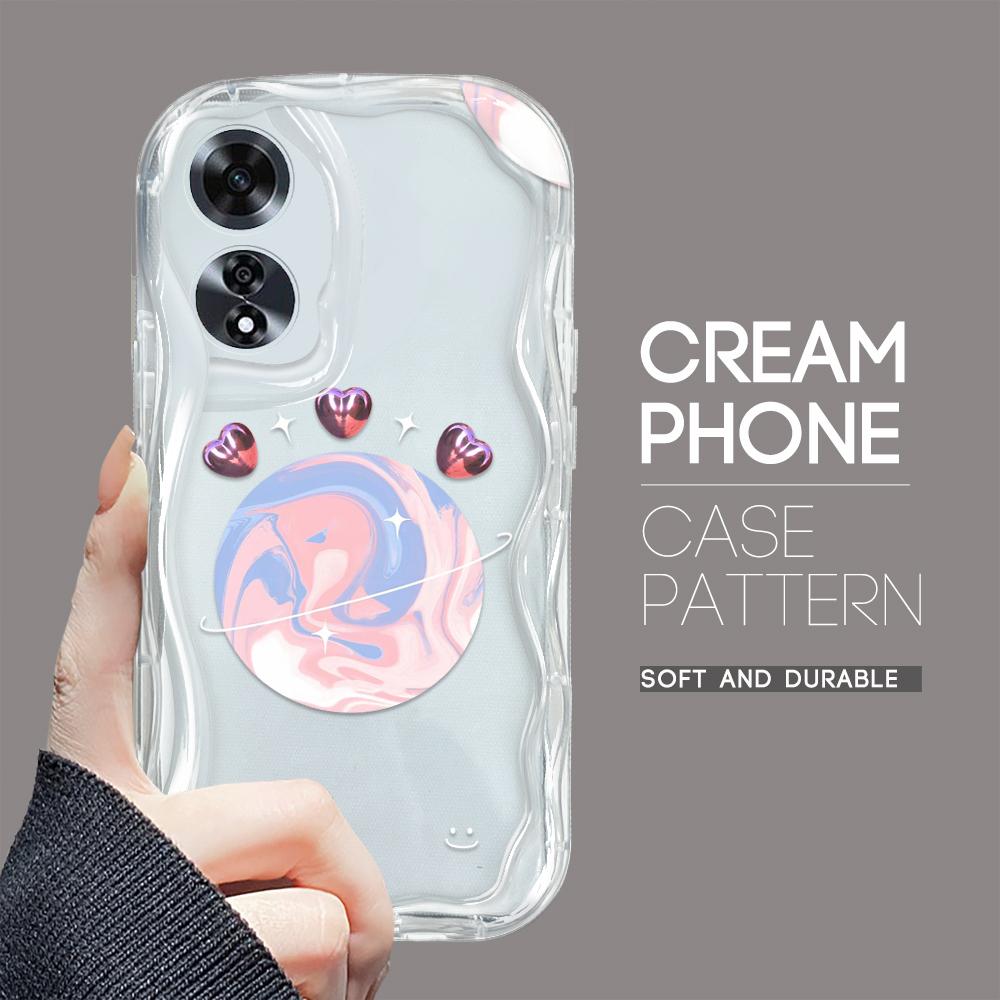 For OPPO A17 A18 A38 A58 A98 Reno7 Z 8Z 8T 11F 11 Pro Realme 12 Lite 12 Pro C30 Star Planet Rabbit Bear Cream Texture Soft Silicone Phone Case