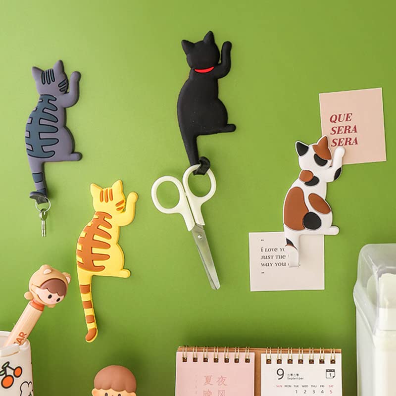 WOVTE Magnetic Cat Tail Set of 3D Cat Decorative Magnetic Strong Cute Cat Room Wall Entryway Small Item Bulletin Refrigerator Hooks, Hooks, 7, Hooks,