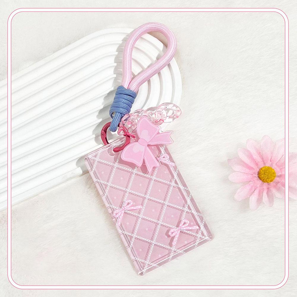 Cute Bow Bus ID Card Protective Cover Cases Student Keyring Card Campus Accessories Door Credit Card Holder Bag Set Key Chain