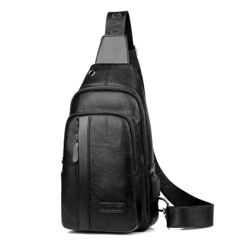 

Saatchi Kangaroo USB Leather Fashion Men s Chest Bag Black