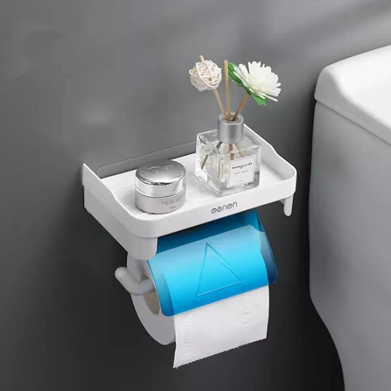 Tissue Organizer Wall-mounted Waterproof Multifunction Without Drill Top Sundries Storage Bathroom Accessories Toilet Shelf